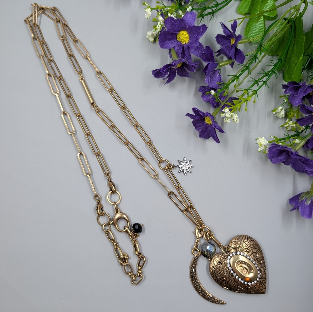 Extra Long And Ornate Vintage Heart Locket Necklace